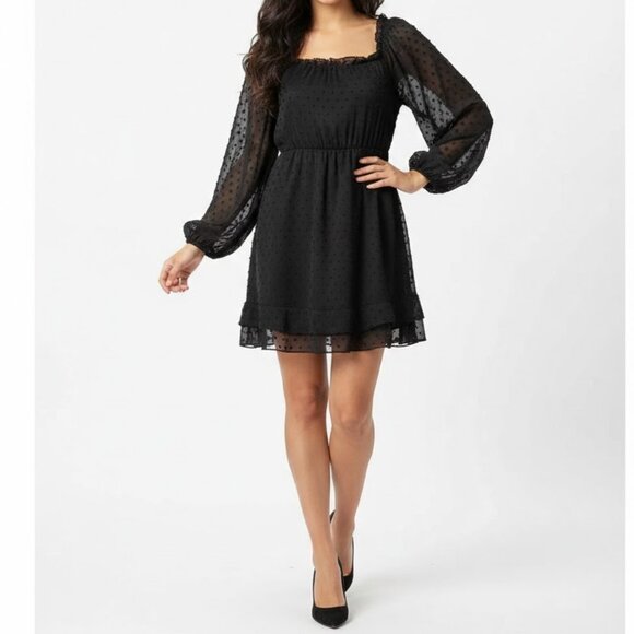 Altar'd State Dresses & Skirts - Altar'd State Dress Women Sm Black Swiss Dot Long Sleeve Mini lace up tie back